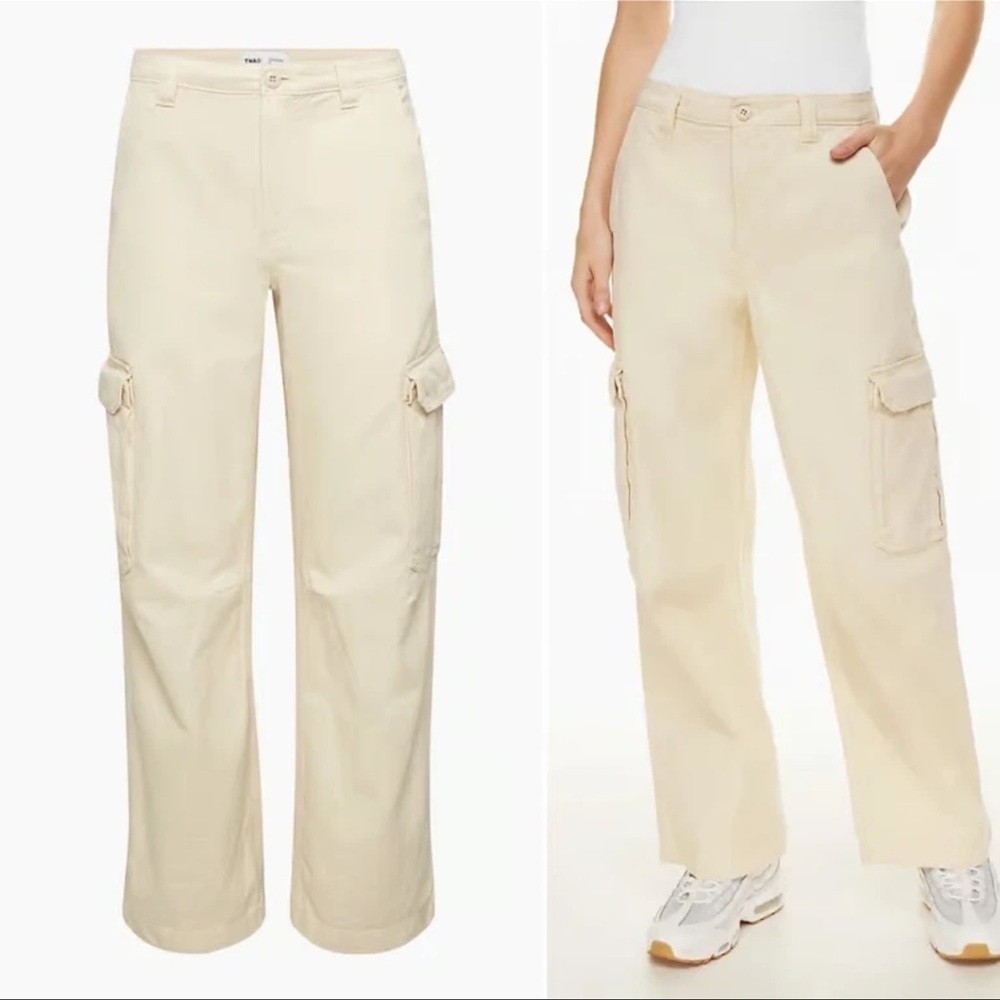 Tna x Aritzia The Corbett Mid-Rise Cargo Pants In Cream Women's Size 2